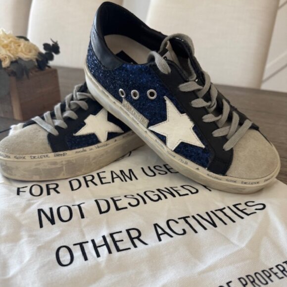 Golden Goose High Star Navy Glitter Size 36 - Picture 1 of 4